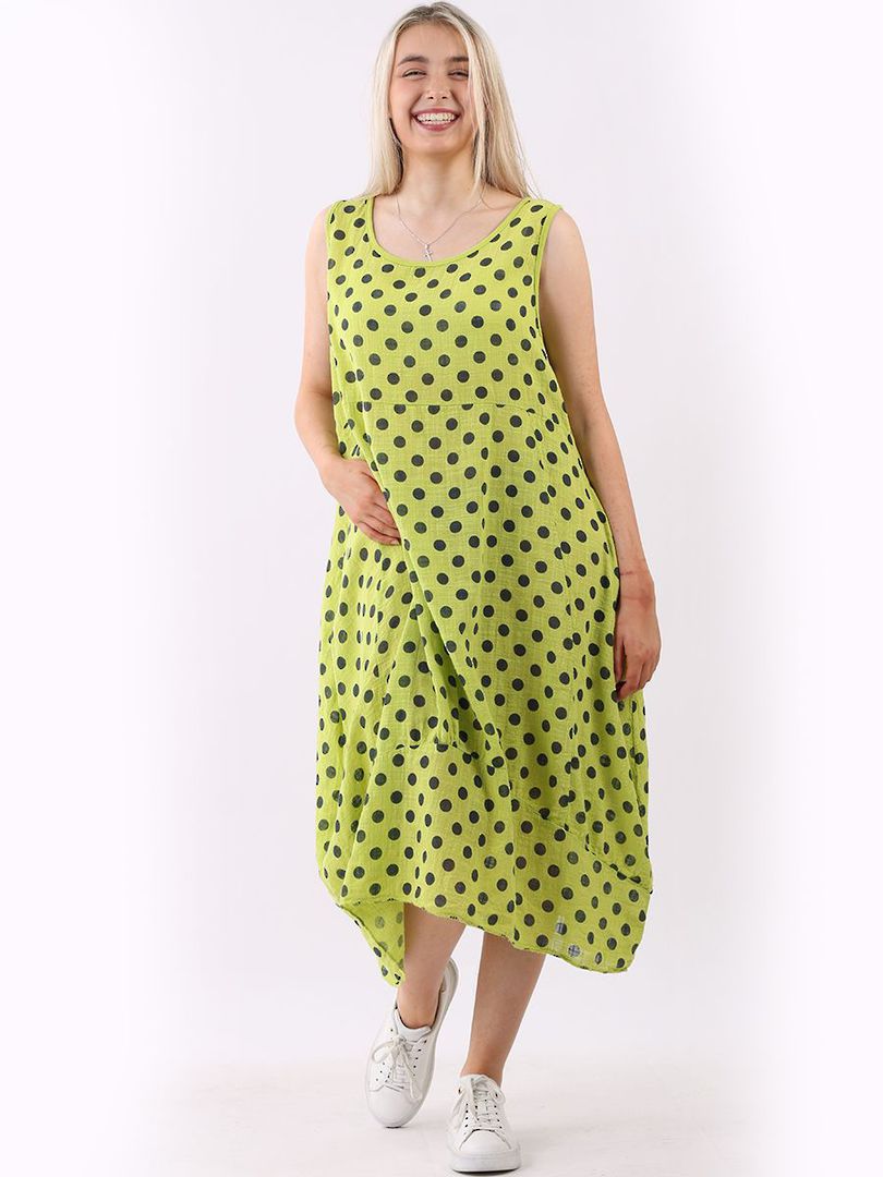 Thea Spotted Dress Lime image 0